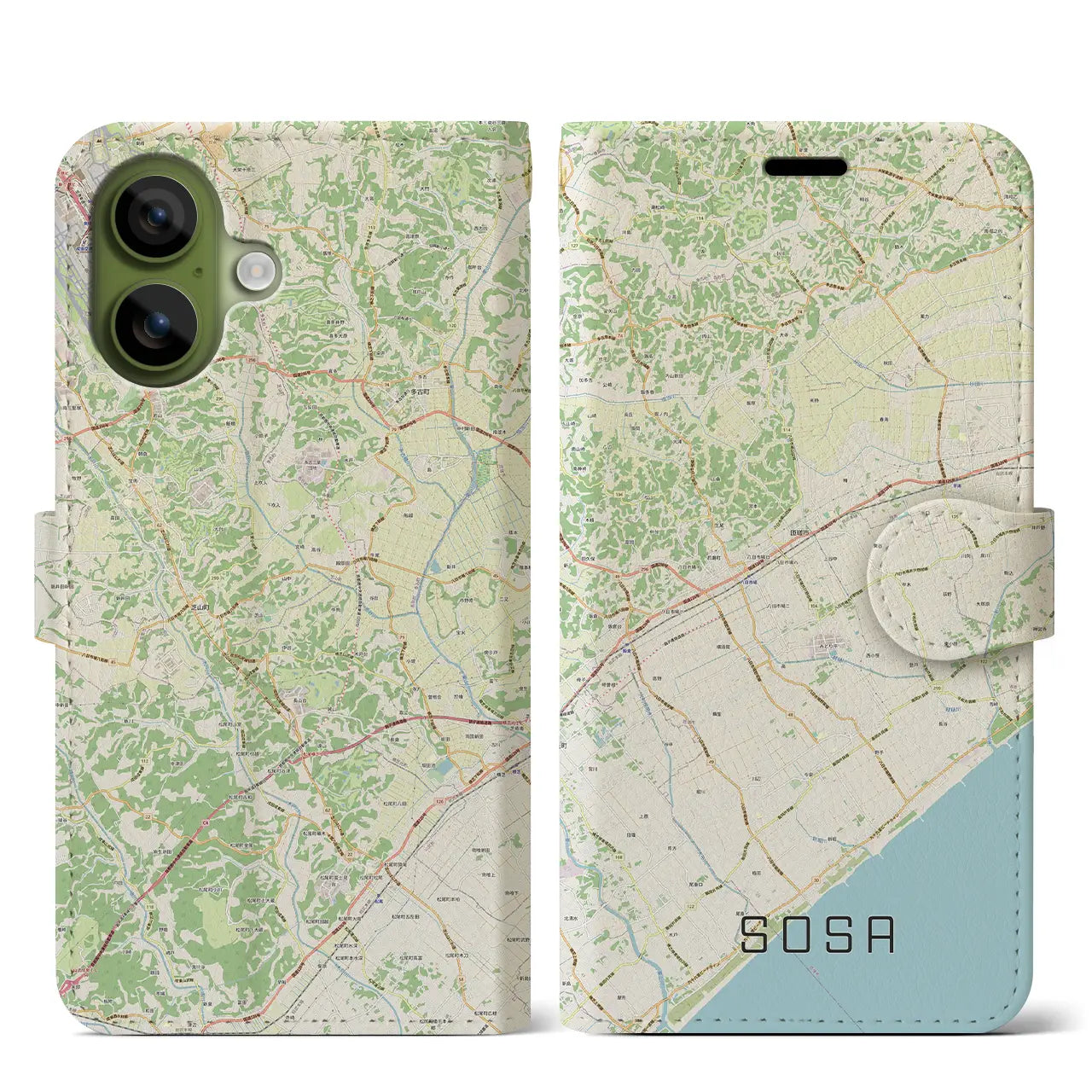 【匝瑳(千葉県)】地図柄iPhoneケース(手帳タイプ)モノトーン・iPhone 17 Pro Max 用