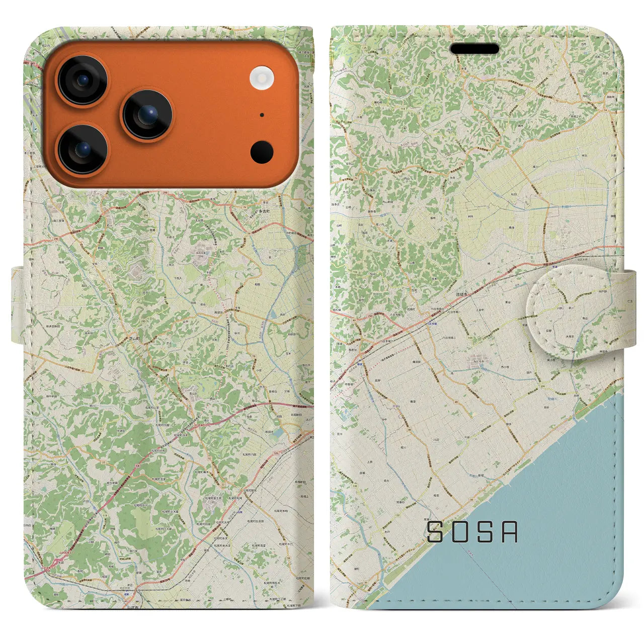 【匝瑳(千葉県)】地図柄iPhoneケース(手帳タイプ)