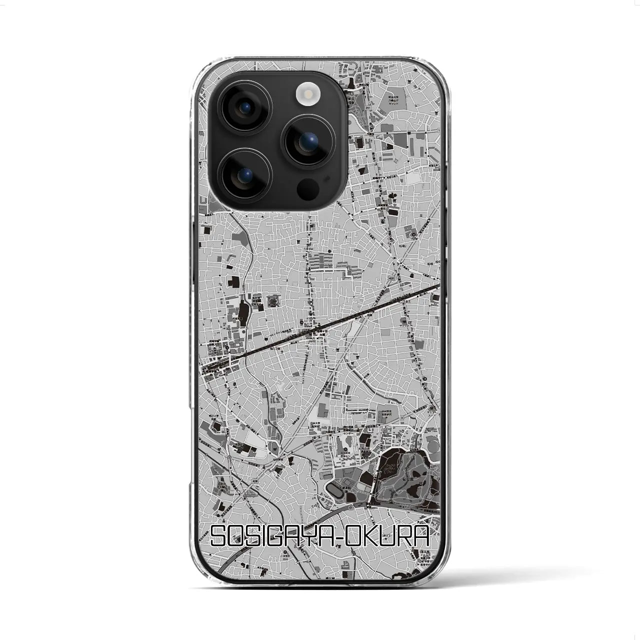 【祖師ヶ谷大蔵(東京都)】地図柄iPhoneケース(クリアタイプ)モノトーン・iPhone 16 用