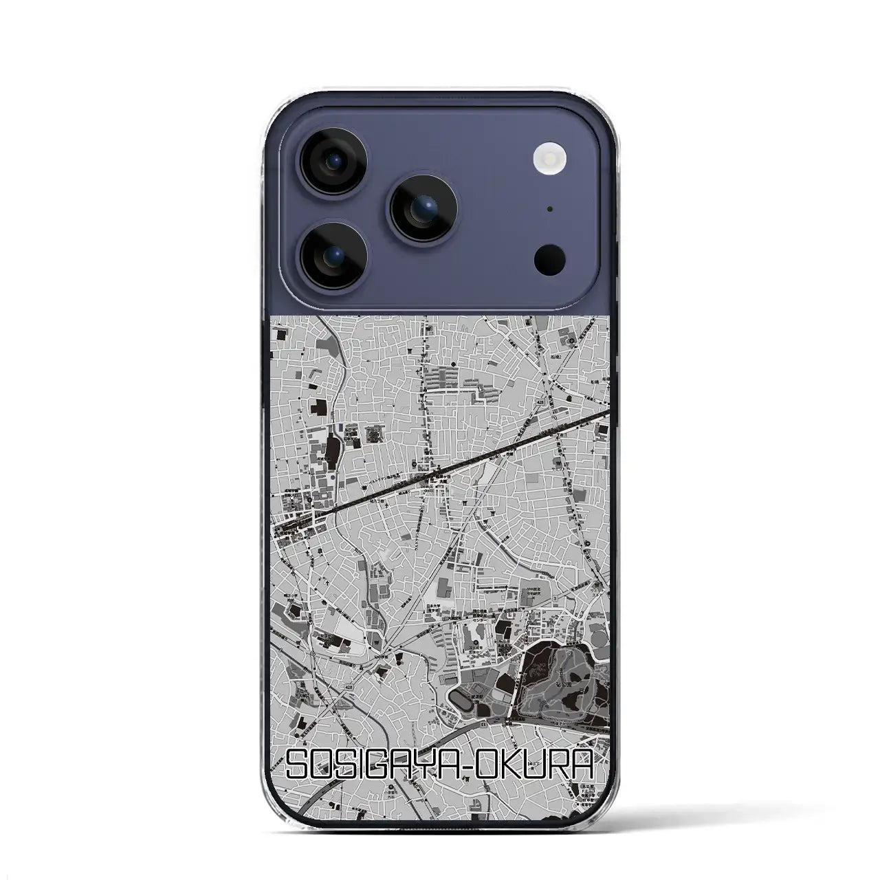 【祖師ヶ谷大蔵(東京都)】地図柄iPhoneケース(クリアタイプ)モノトーン・iPhone 17 Pro Max 用