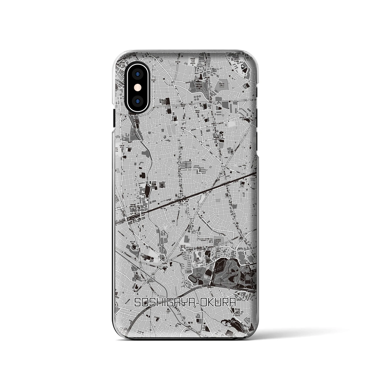 【祖師ヶ谷大蔵(東京都)】地図柄iPhoneケース(クリアタイプ)モノトーン・iPhone XS / X 用