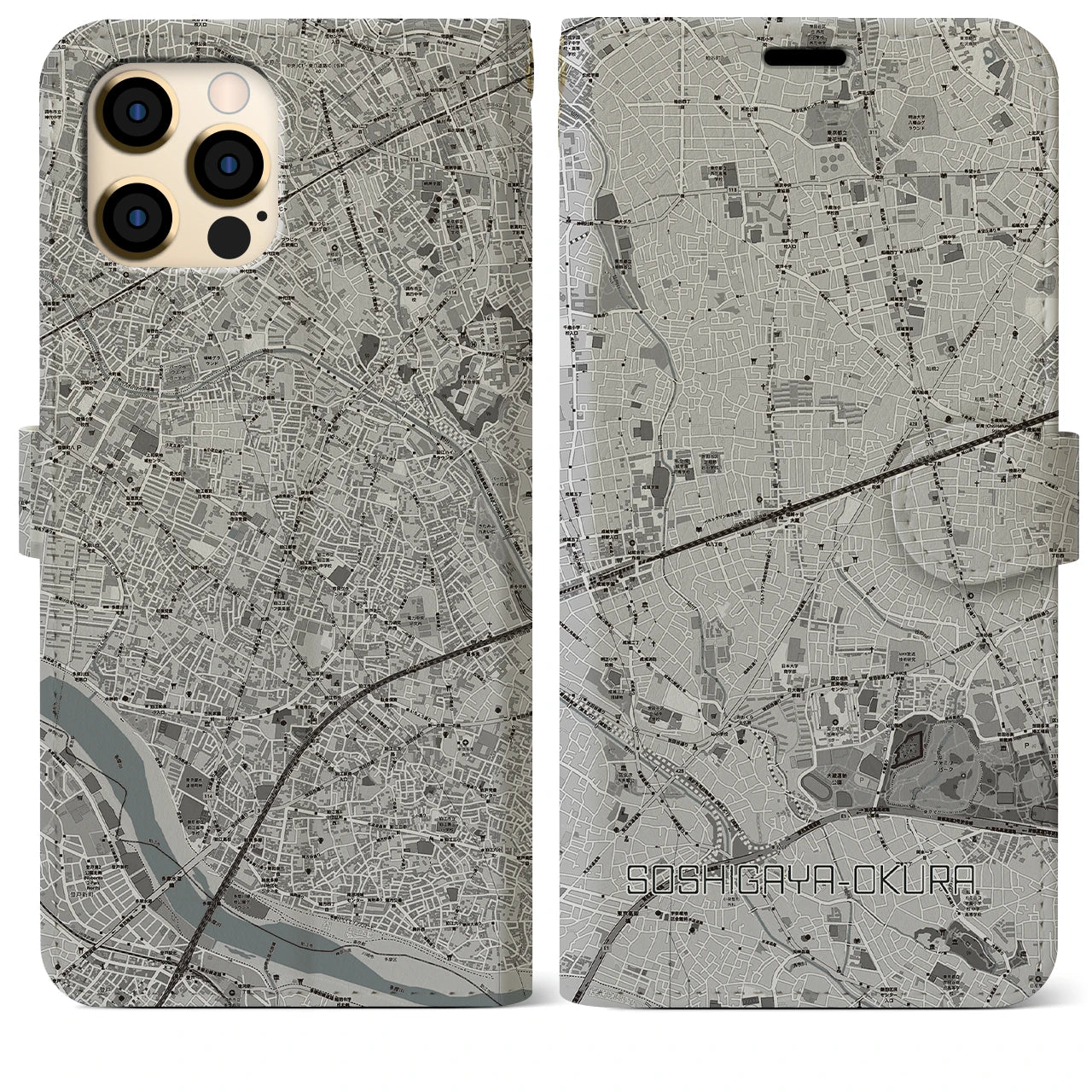 【祖師ヶ谷大蔵(東京都)】地図柄iPhoneケース(手帳タイプ)