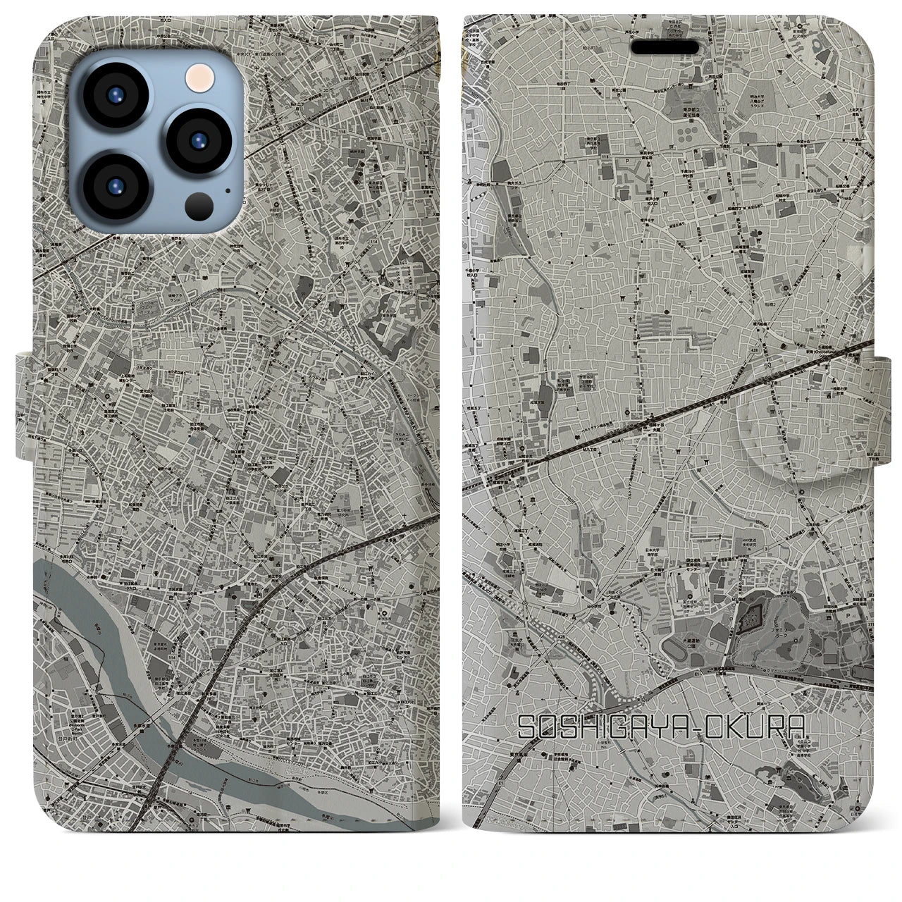 【祖師ヶ谷大蔵(東京都)】地図柄iPhoneケース(手帳タイプ)