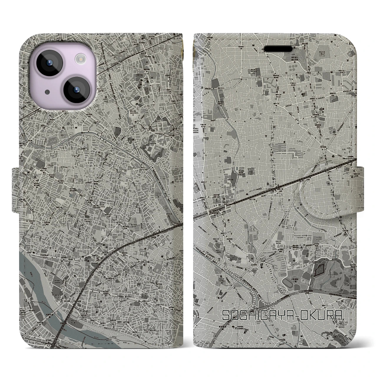 【祖師ヶ谷大蔵(東京都)】地図柄iPhoneケース(手帳タイプ)