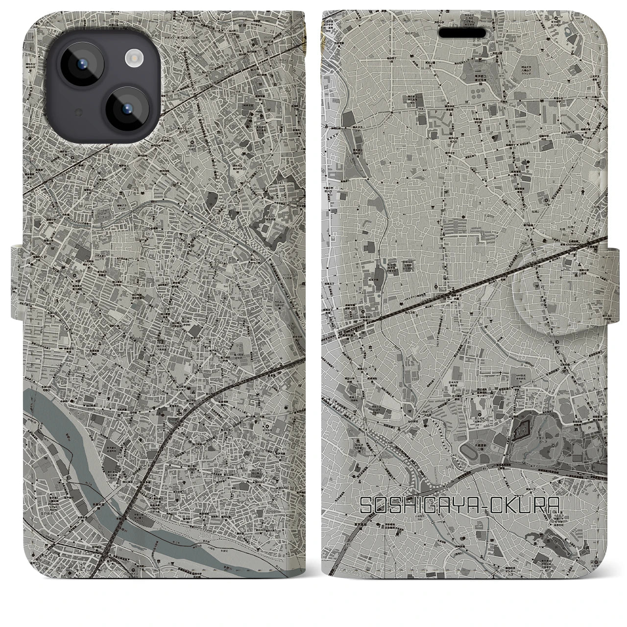 【祖師ヶ谷大蔵(東京都)】地図柄iPhoneケース(手帳タイプ)