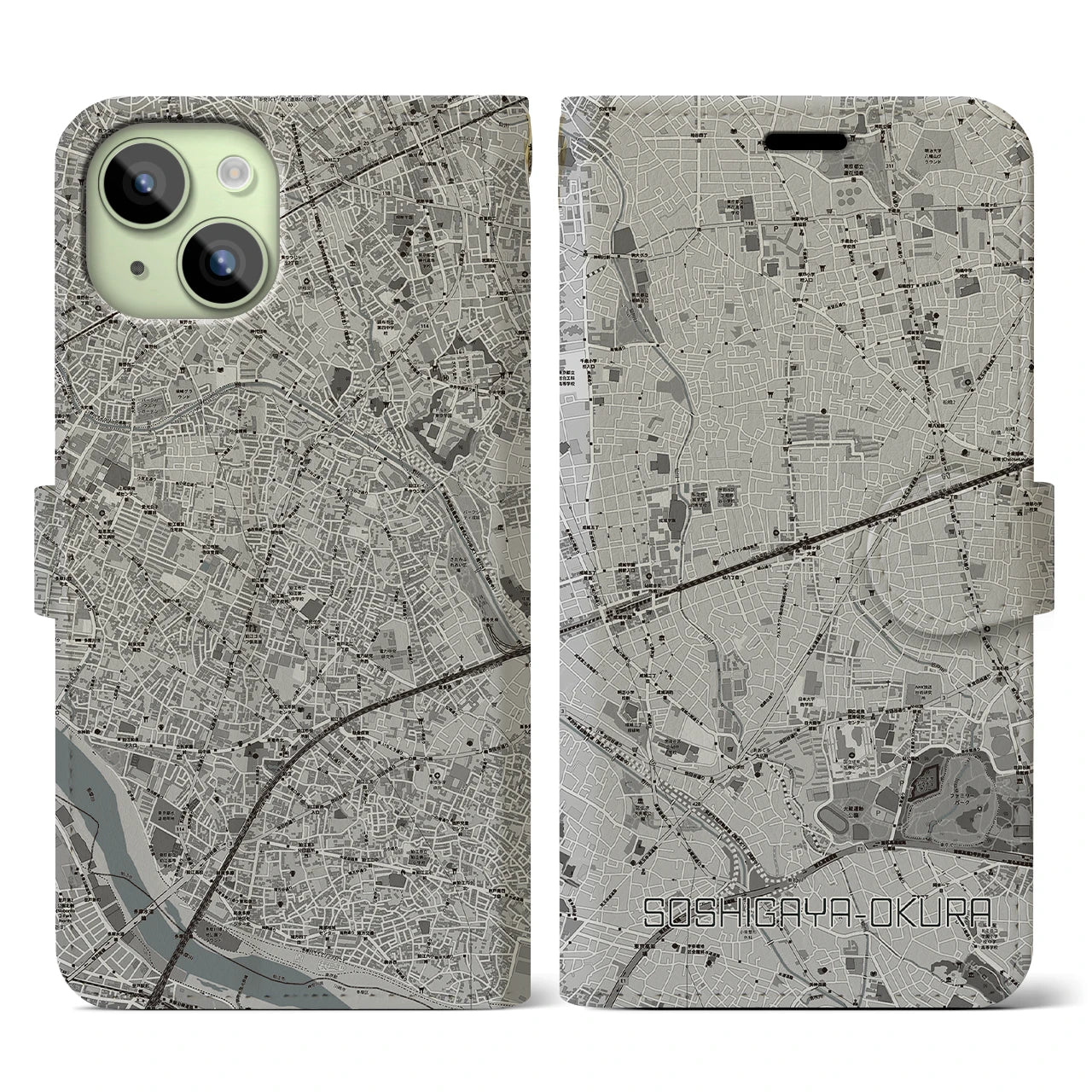 【祖師ヶ谷大蔵(東京都)】地図柄iPhoneケース(手帳タイプ)