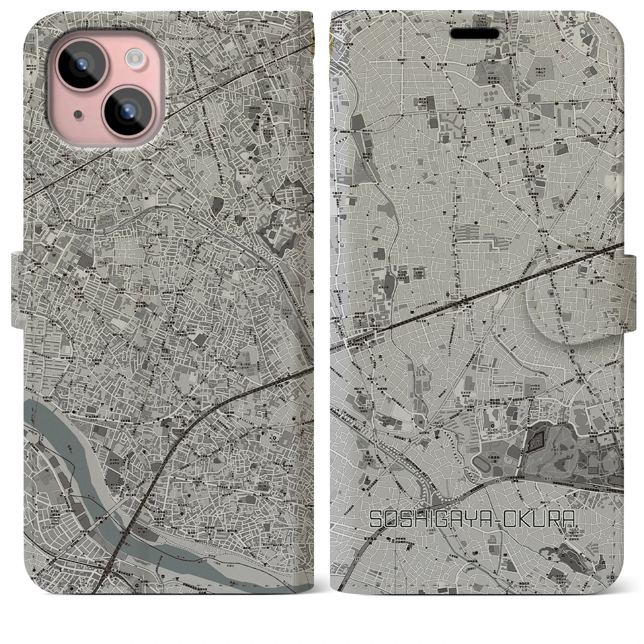 【祖師ヶ谷大蔵(東京都)】地図柄iPhoneケース(手帳タイプ)