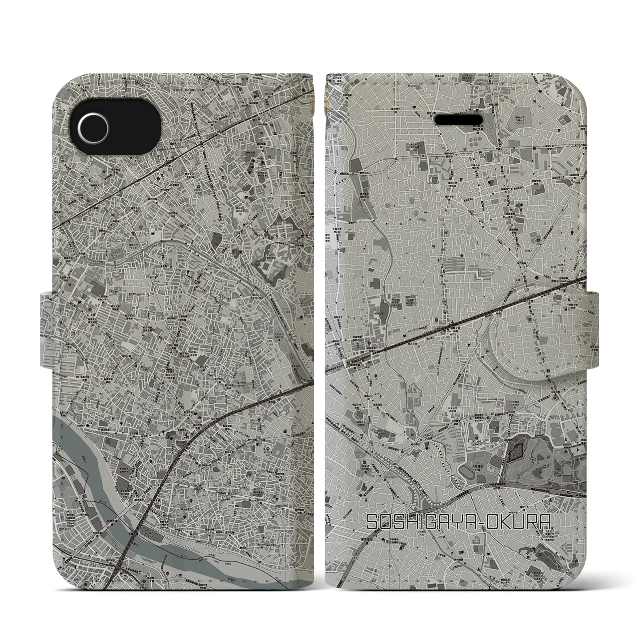 【祖師ヶ谷大蔵(東京都)】地図柄iPhoneケース(手帳タイプ)