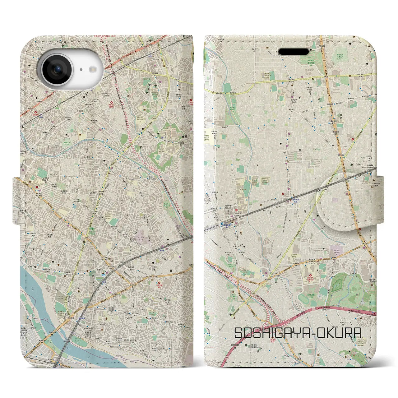 【祖師ヶ谷大蔵(東京都)】地図柄iPhoneケース(手帳タイプ)