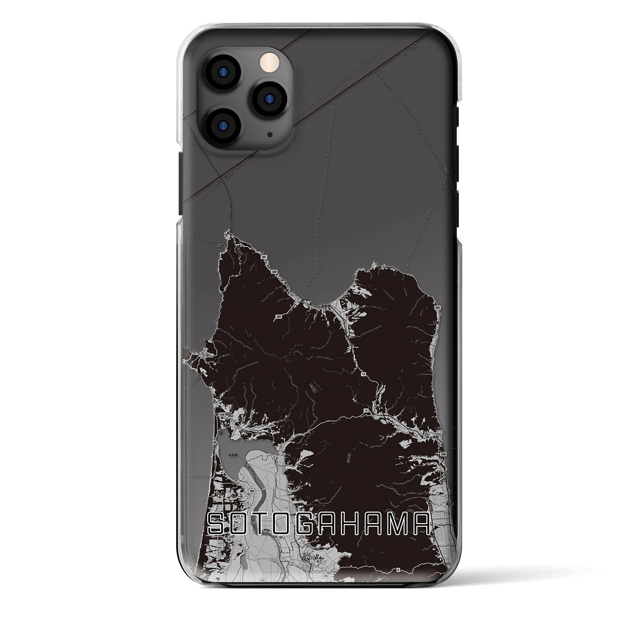 【外ヶ浜(青森県)】地図柄iPhoneケース(クリアタイプ)モノトーン・iPhone 11 Pro Max 用