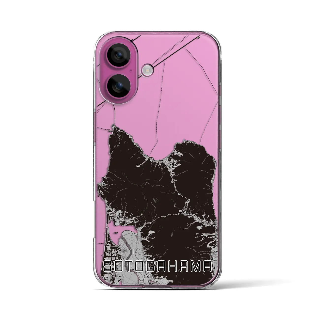 【外ヶ浜(青森県)】地図柄iPhoneケース(クリアタイプ)モノトーン・iPhone 16 Pro 用