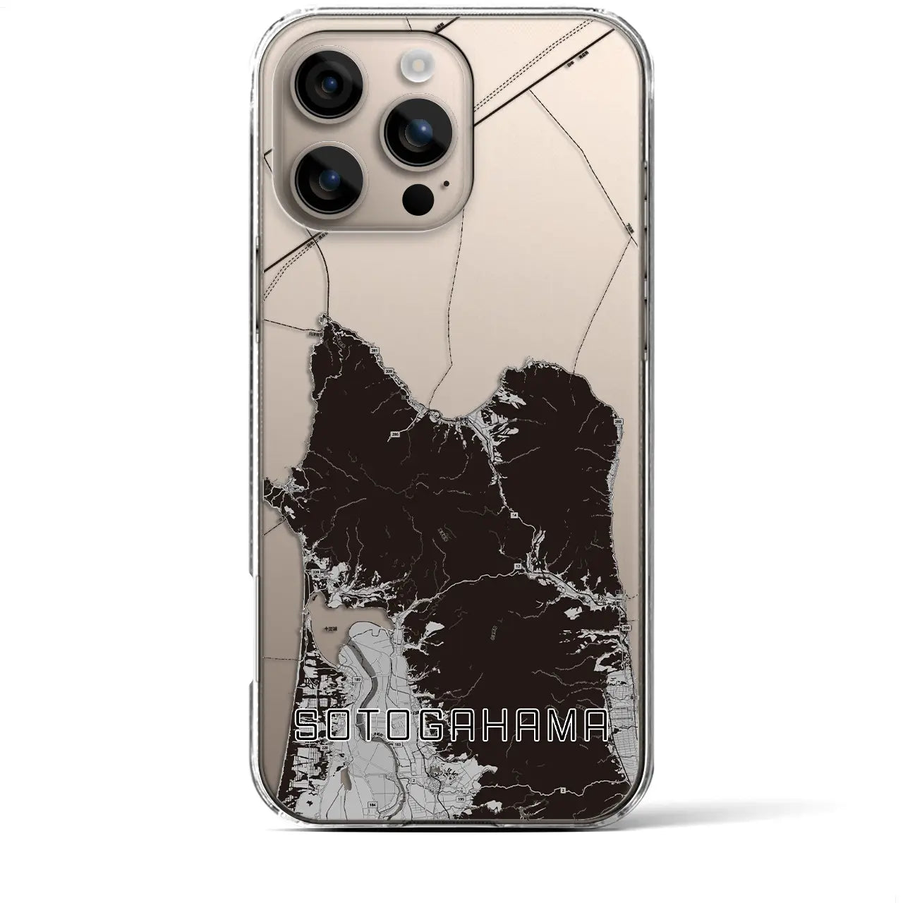 【外ヶ浜(青森県)】地図柄iPhoneケース(クリアタイプ)モノトーン・iPhone 16 Plus 用
