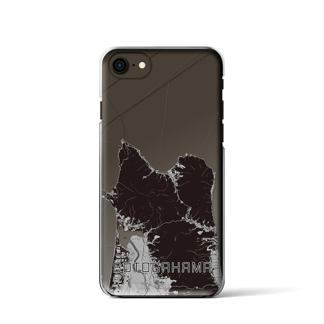【外ヶ浜(青森県)】地図柄iPhoneケース(クリアタイプ)モノトーン・iPhone SE(第3 / 第2世代) / 8 / 7 / 6s / 6 用