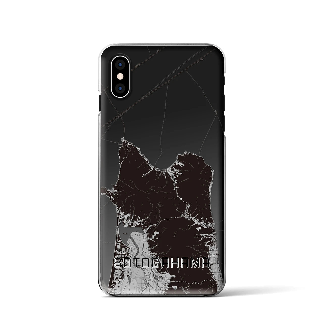 【外ヶ浜(青森県)】地図柄iPhoneケース(クリアタイプ)モノトーン・iPhone XS / X 用