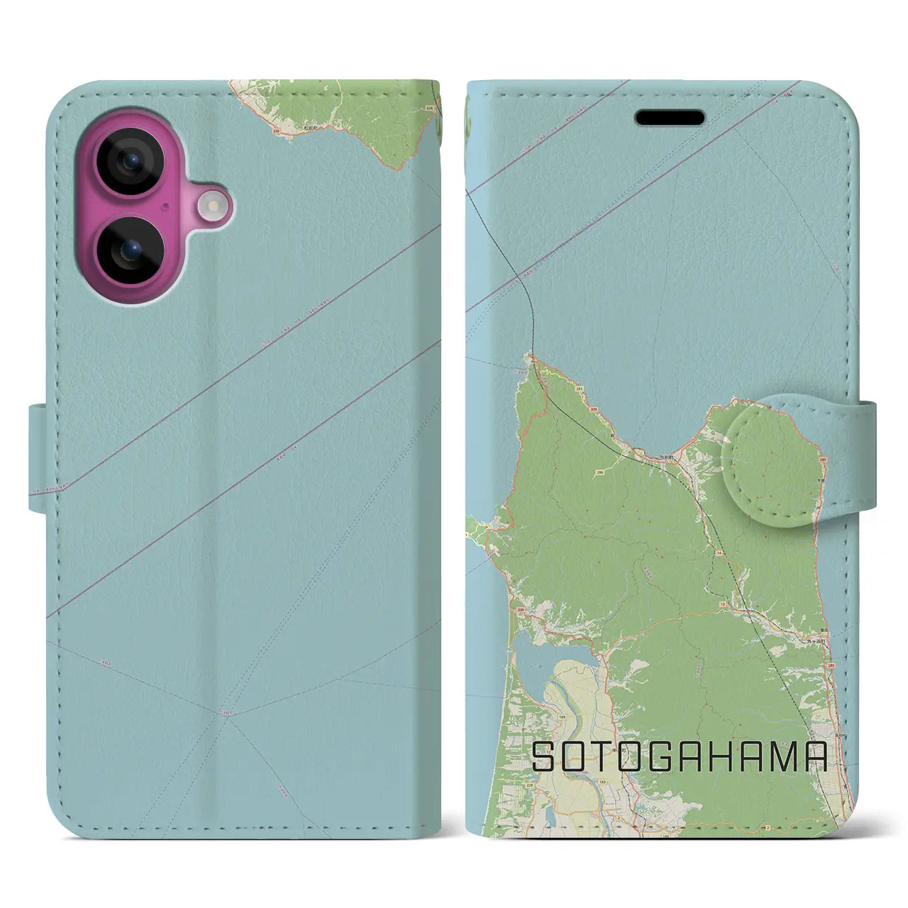 【外ヶ浜(青森県)】地図柄iPhoneケース(手帳タイプ)ナチュラル・iPhone 16 Pro 用