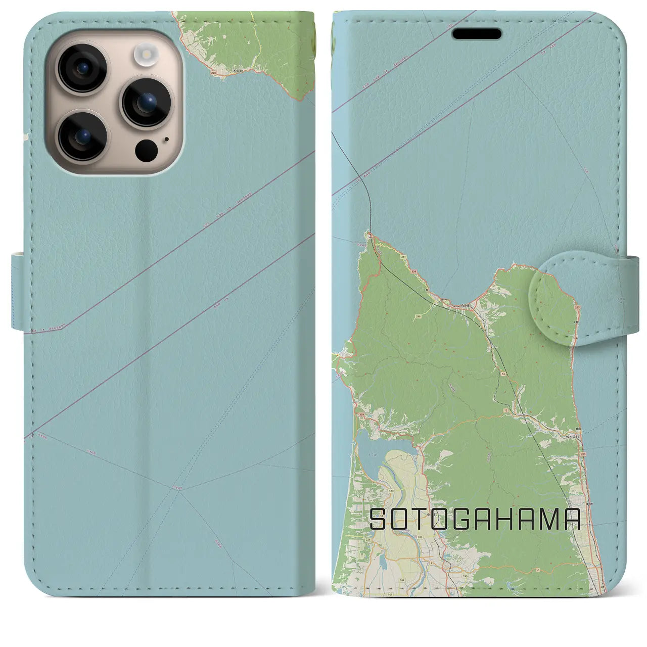【外ヶ浜(青森県)】地図柄iPhoneケース(手帳タイプ)ナチュラル・iPhone 16 Plus 用