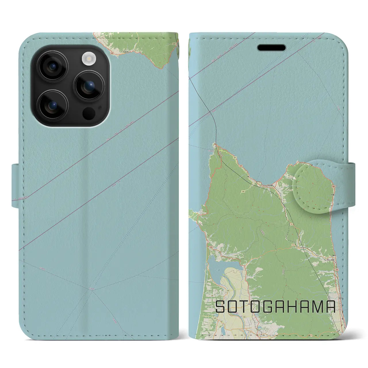 【外ヶ浜(青森県)】地図柄iPhoneケース(手帳タイプ)ナチュラル・iPhone 16 用