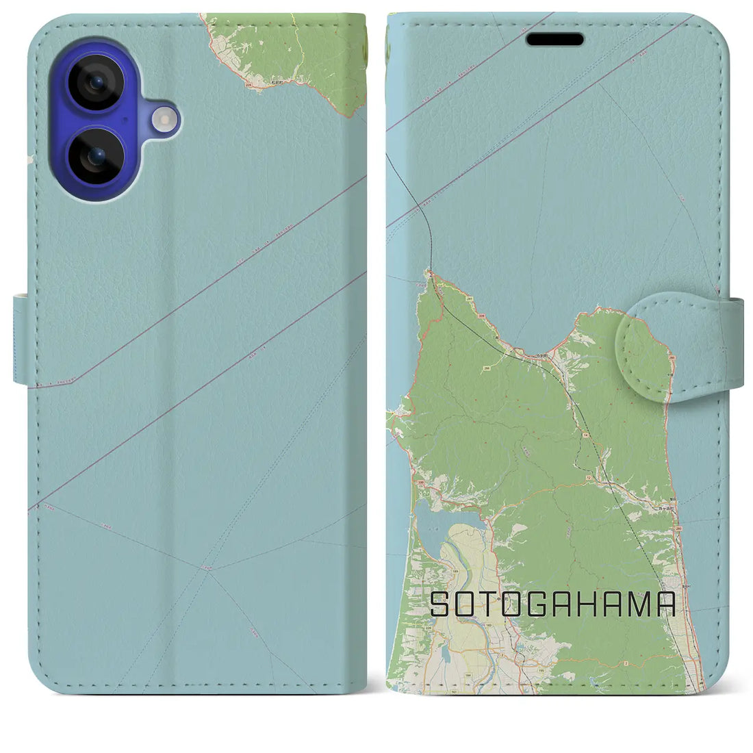 【外ヶ浜(青森県)】地図柄iPhoneケース(手帳タイプ)ナチュラル・iPhone 16 Pro Max 用