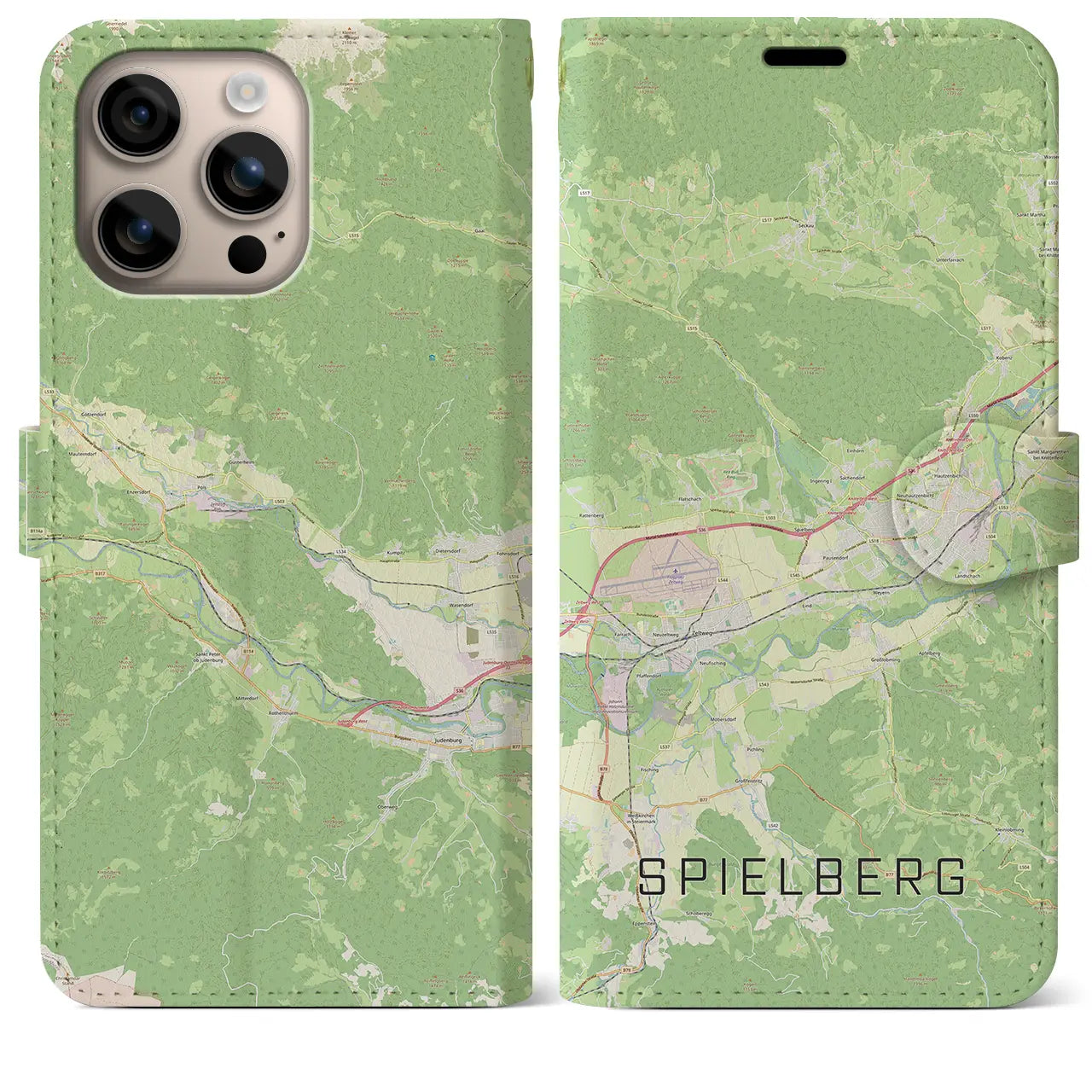 【シュピールベルク(オーストリア)】地図柄iPhoneケース(手帳タイプ)ナチュラル・iPhone 16 Plus 用
