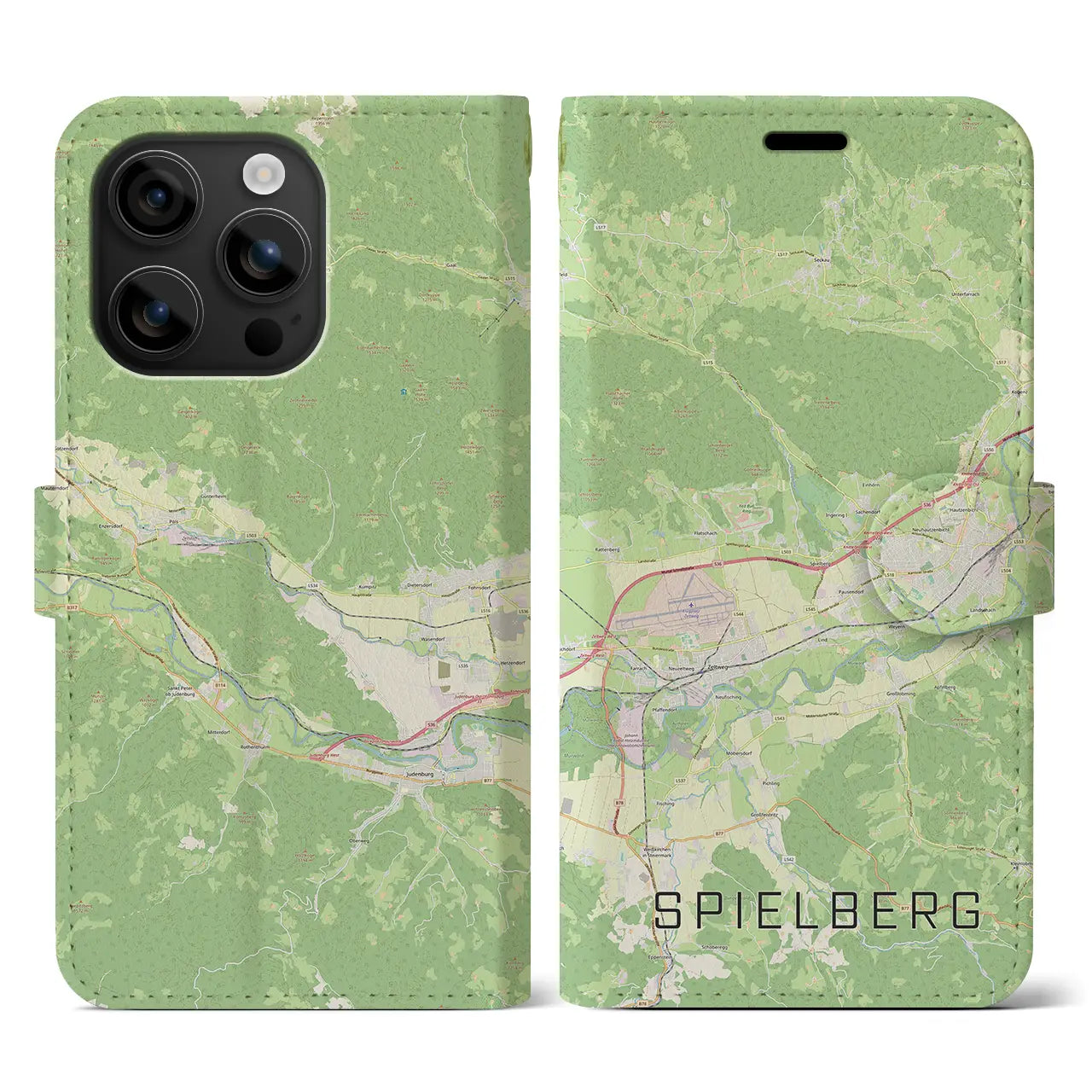 【シュピールベルク(オーストリア)】地図柄iPhoneケース(手帳タイプ)ナチュラル・iPhone 16 用