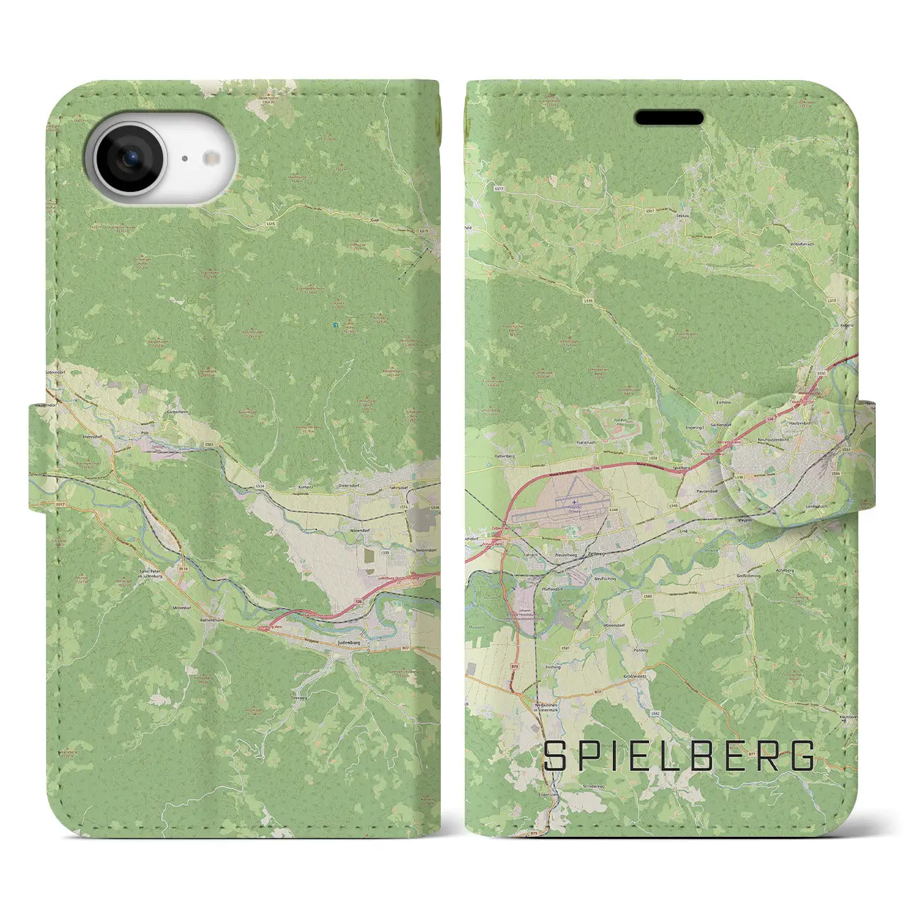 【シュピールベルク(オーストリア)】地図柄iPhoneケース(手帳タイプ)