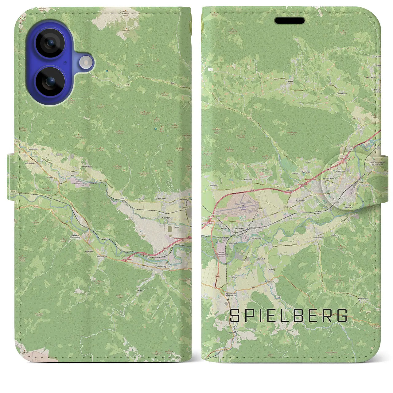 【シュピールベルク(オーストリア)】地図柄iPhoneケース(手帳タイプ)ナチュラル・iPhone 16 Pro Max 用