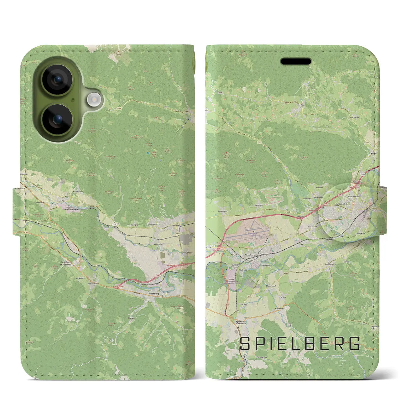 【シュピールベルク(オーストリア)】地図柄iPhoneケース(手帳タイプ)