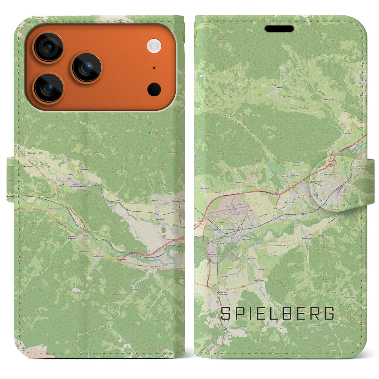 【シュピールベルク(オーストリア)】地図柄iPhoneケース(手帳タイプ)