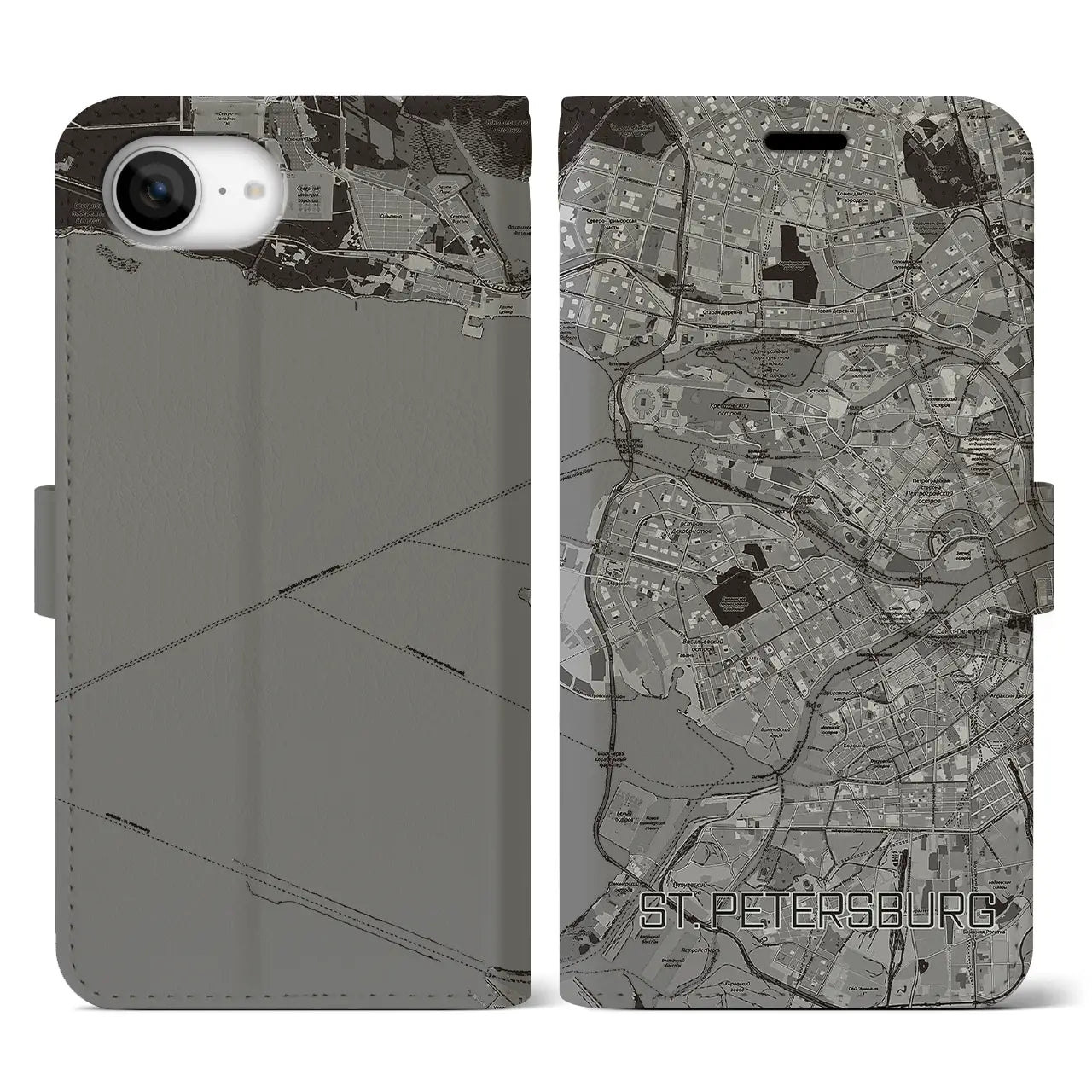 【サンクトペテルブルク(ロシア)】地図柄iPhoneケース(手帳タイプ)