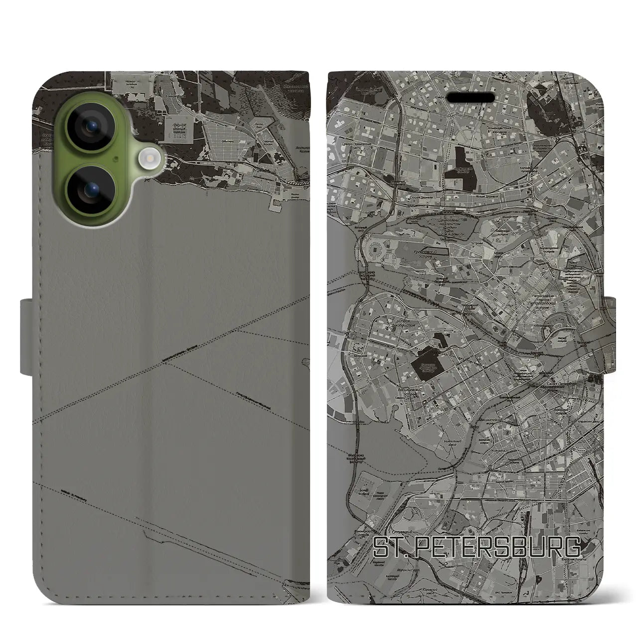 【サンクトペテルブルク(ロシア)】地図柄iPhoneケース(手帳タイプ)