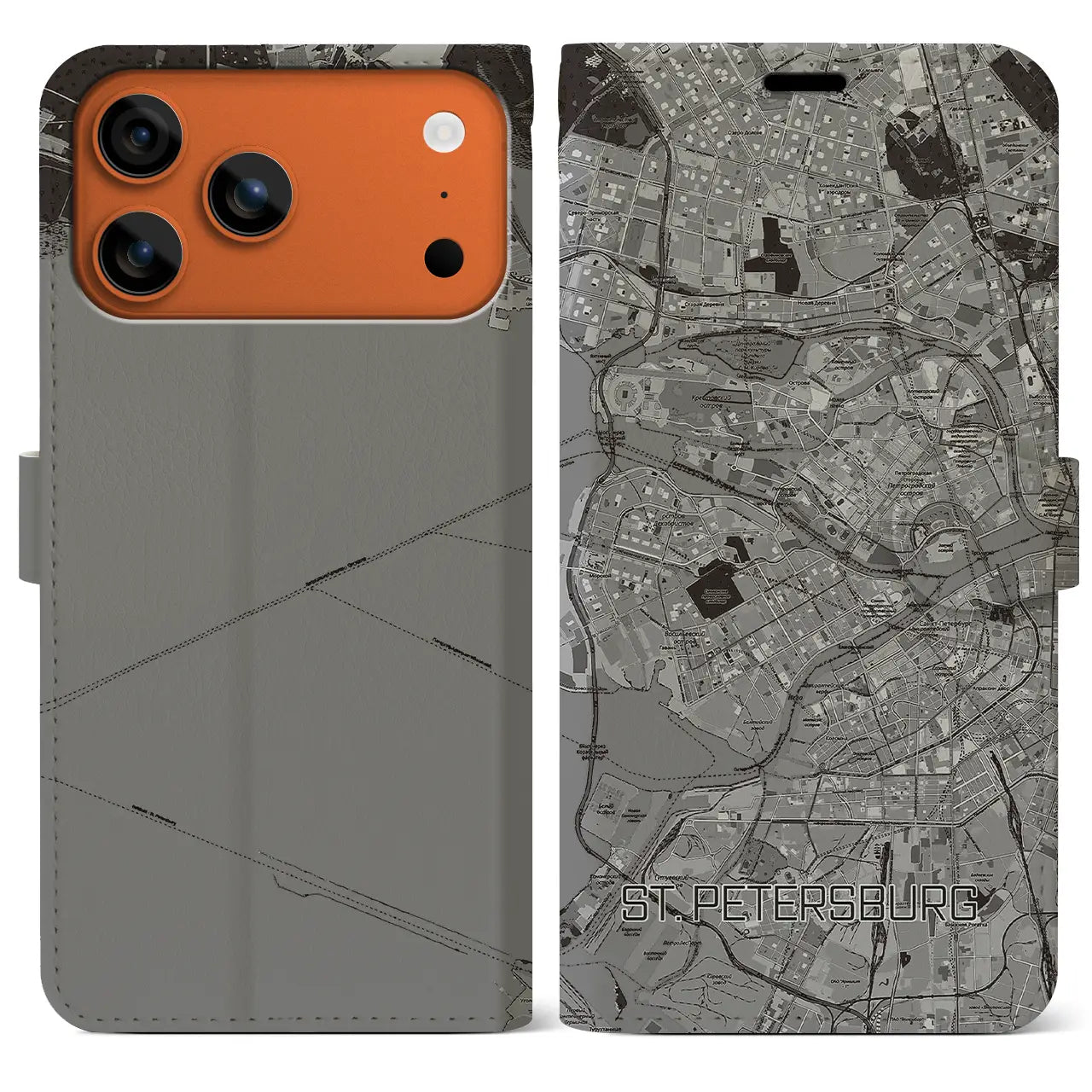 【サンクトペテルブルク(ロシア)】地図柄iPhoneケース(手帳タイプ)