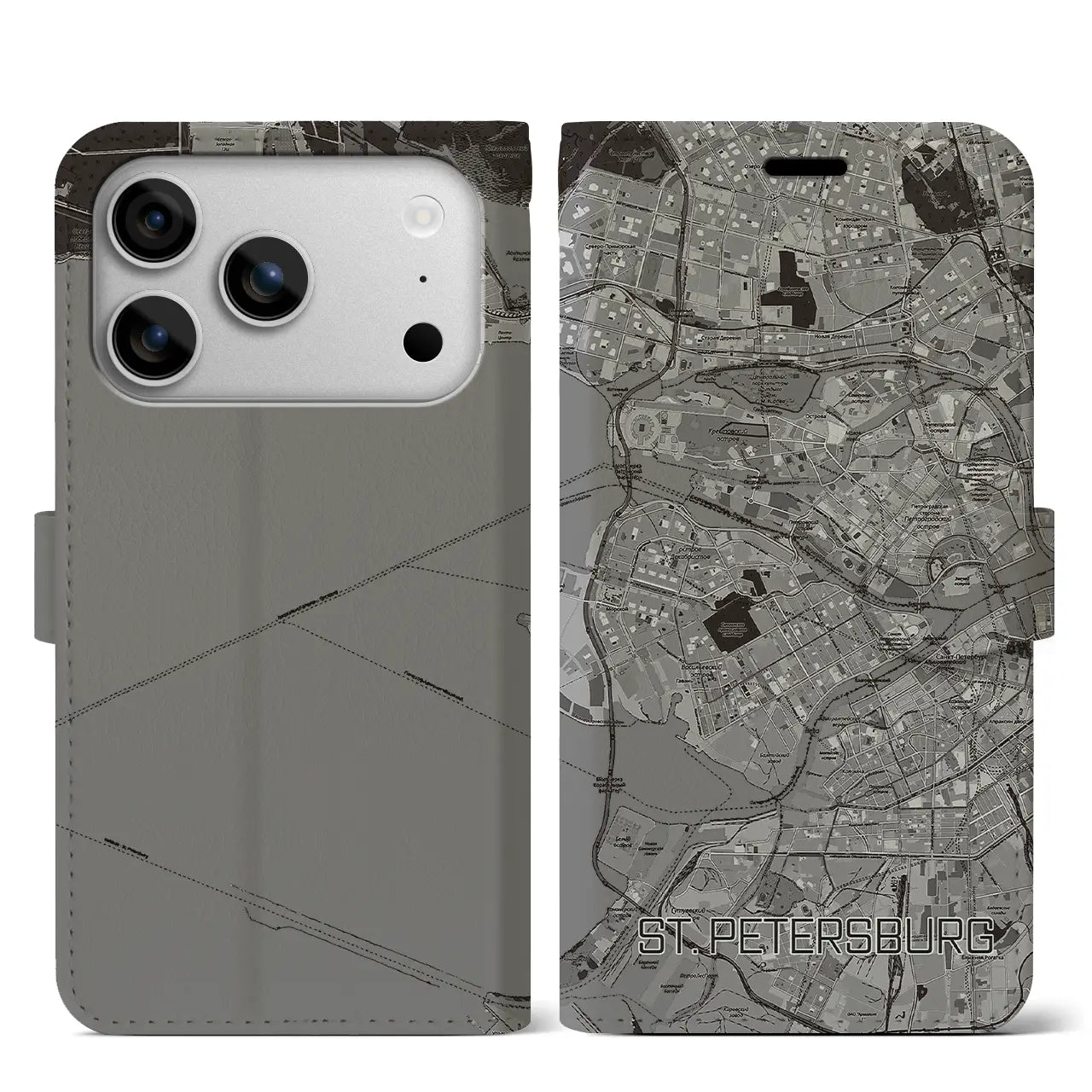 【サンクトペテルブルク(ロシア)】地図柄iPhoneケース(手帳タイプ)