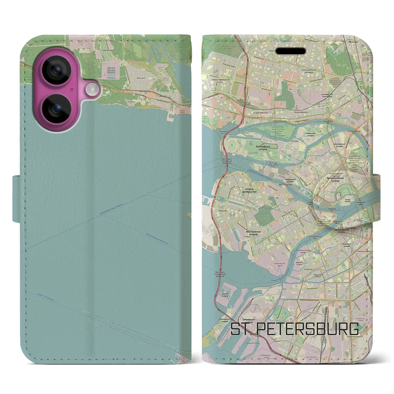 【サンクトペテルブルク(ロシア)】地図柄iPhoneケース(手帳タイプ)