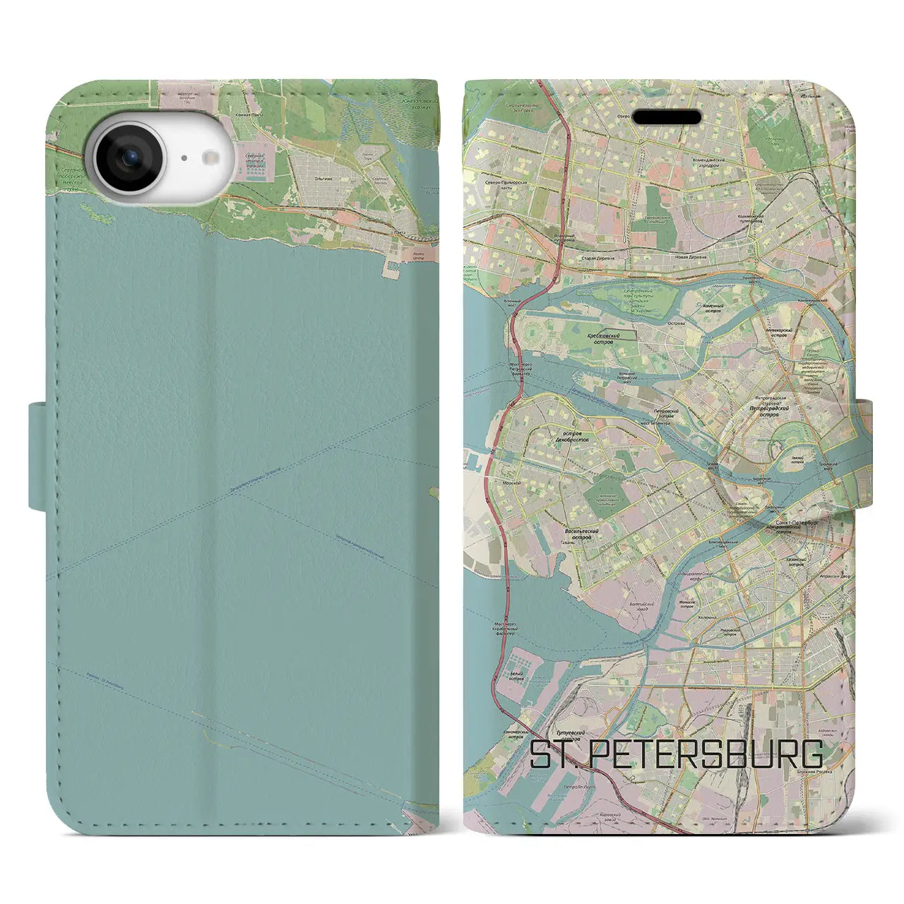 【サンクトペテルブルク(ロシア)】地図柄iPhoneケース(手帳タイプ)