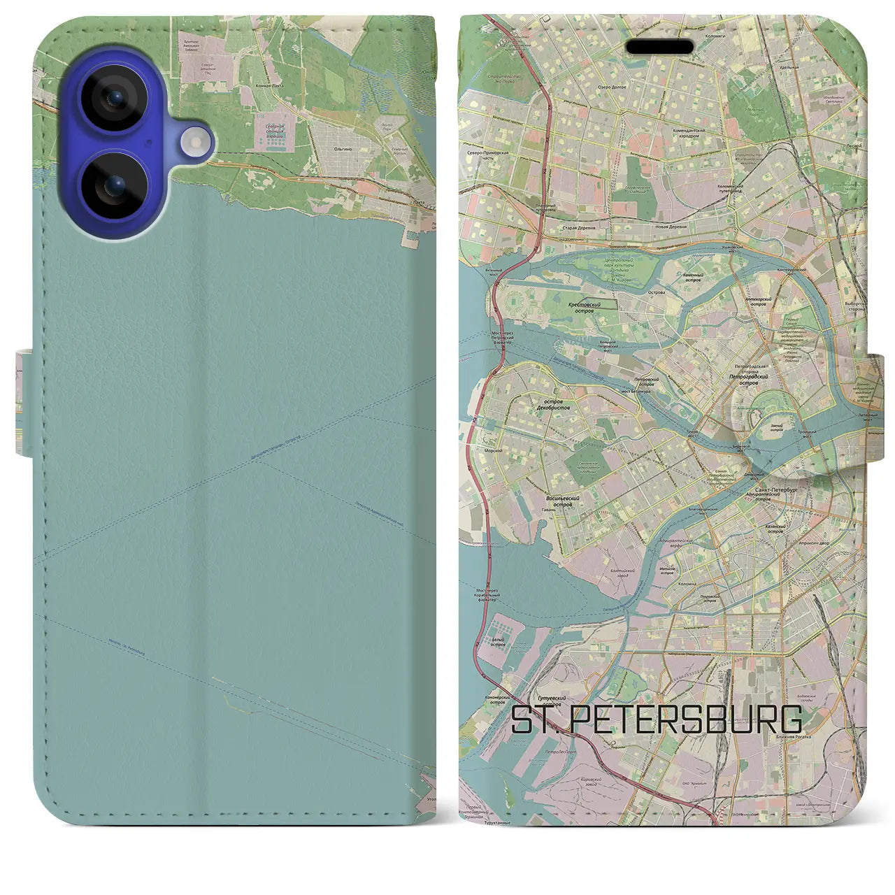 【サンクトペテルブルク(ロシア)】地図柄iPhoneケース(手帳タイプ)ナチュラル・iPhone 16 Pro Max 用