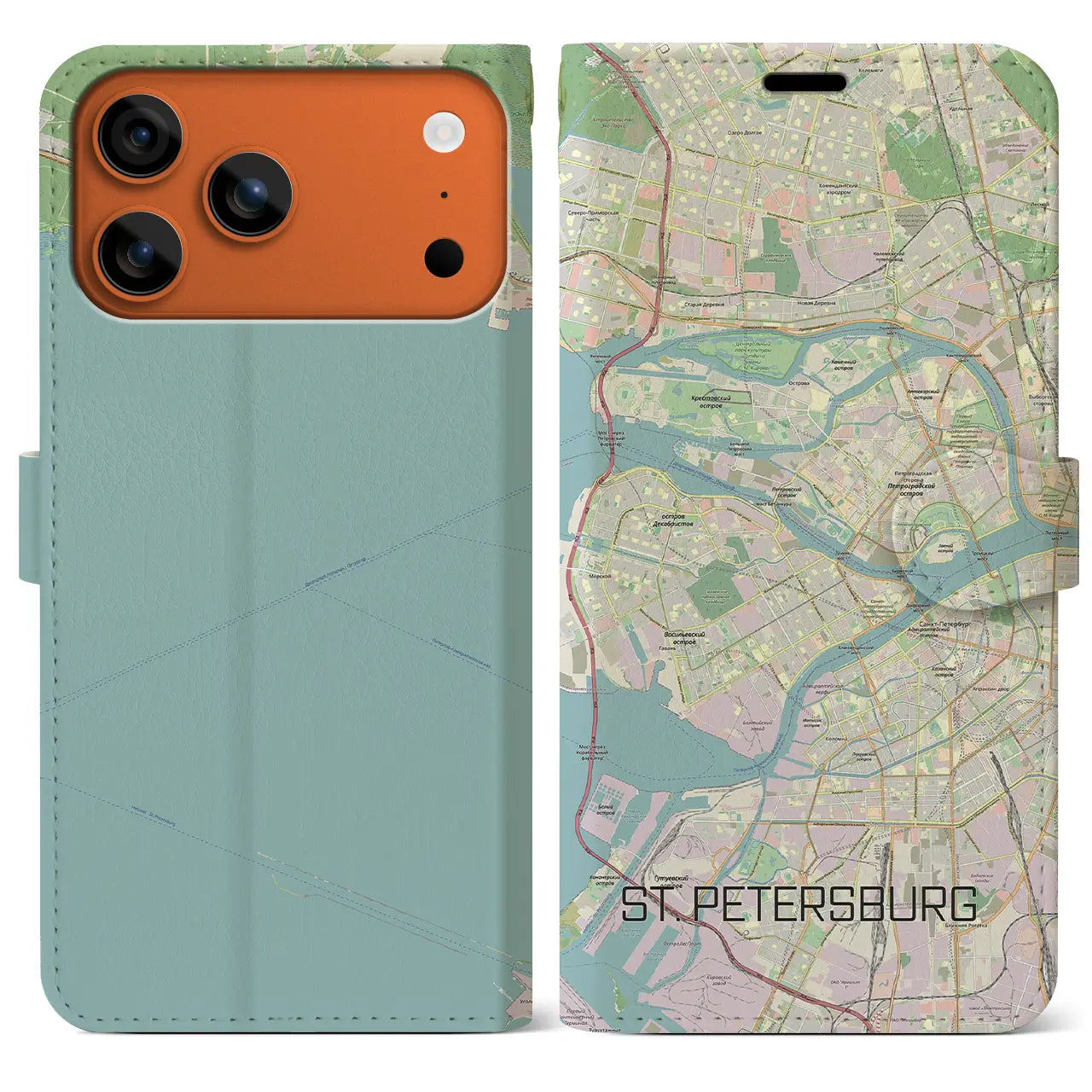 【サンクトペテルブルク(ロシア)】地図柄iPhoneケース(手帳タイプ)