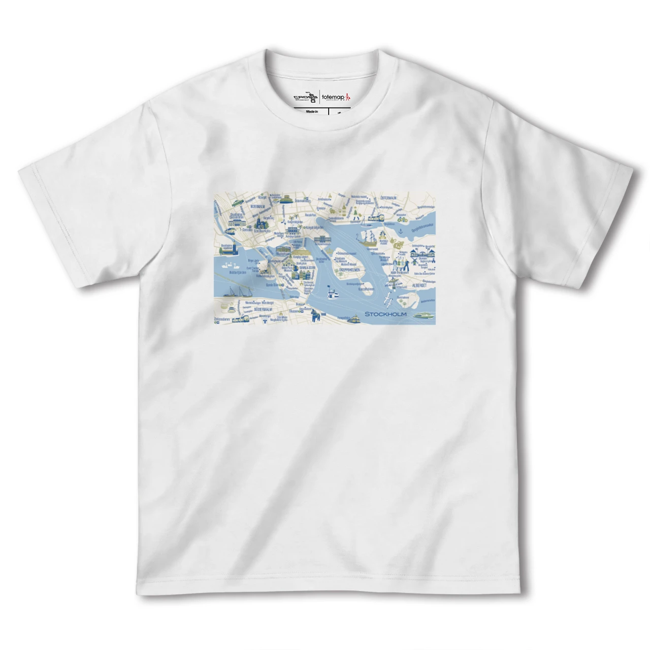 【ストックホルム(スウェーデン)】イラストマップTシャツ