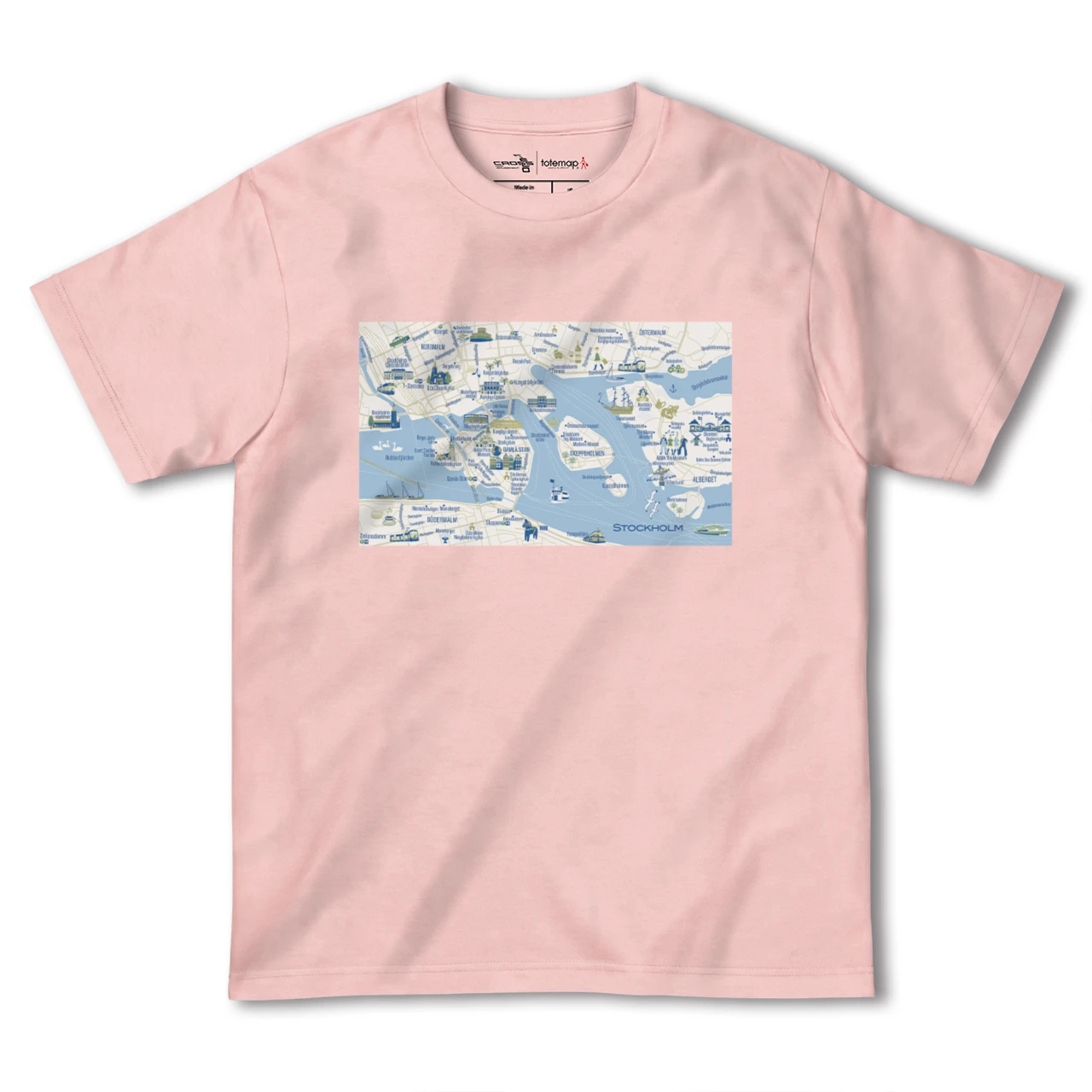 【ストックホルム(スウェーデン)】イラストマップTシャツ