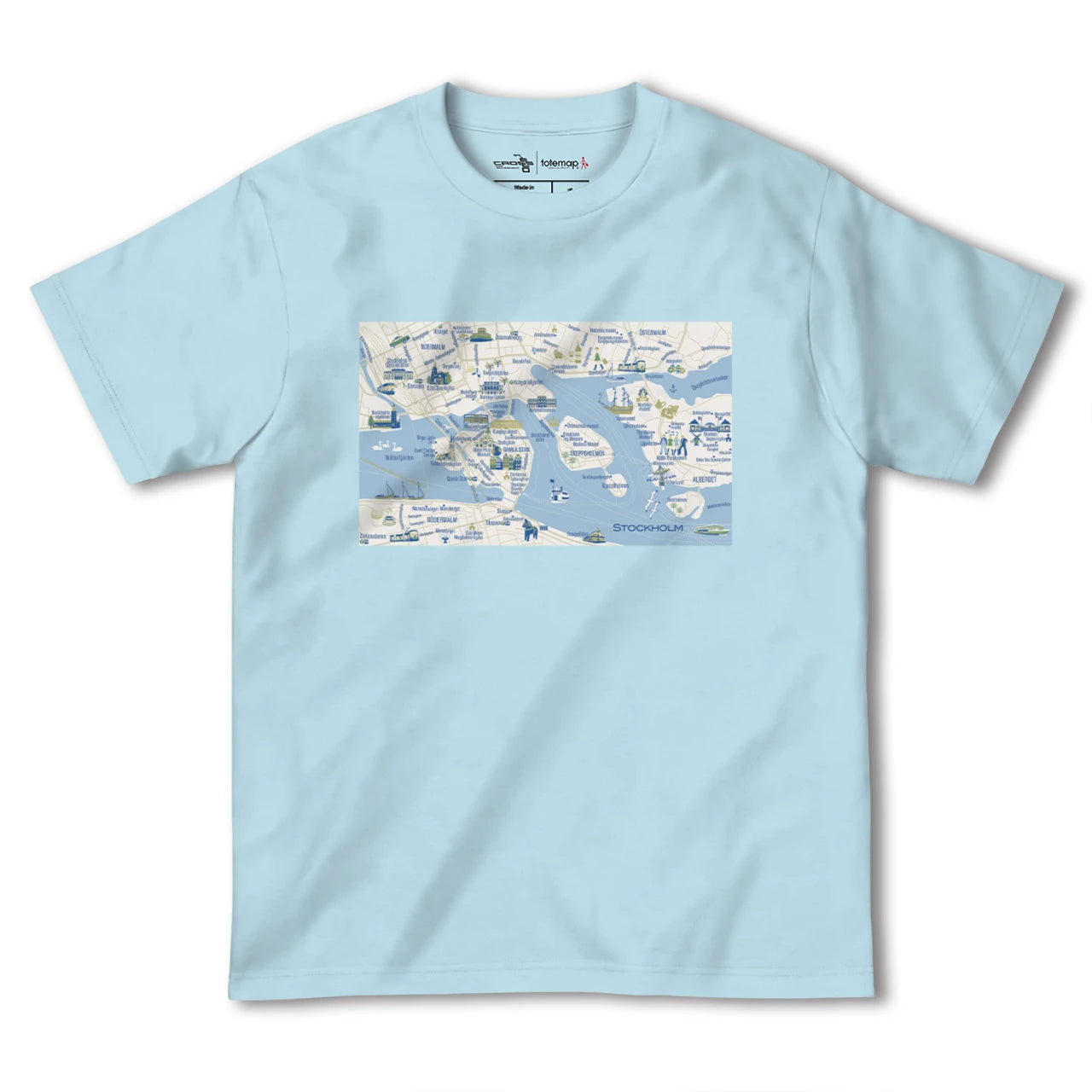 【ストックホルム(スウェーデン)】イラストマップTシャツ