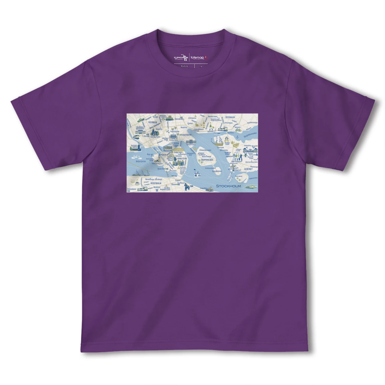 【ストックホルム(スウェーデン)】イラストマップTシャツ