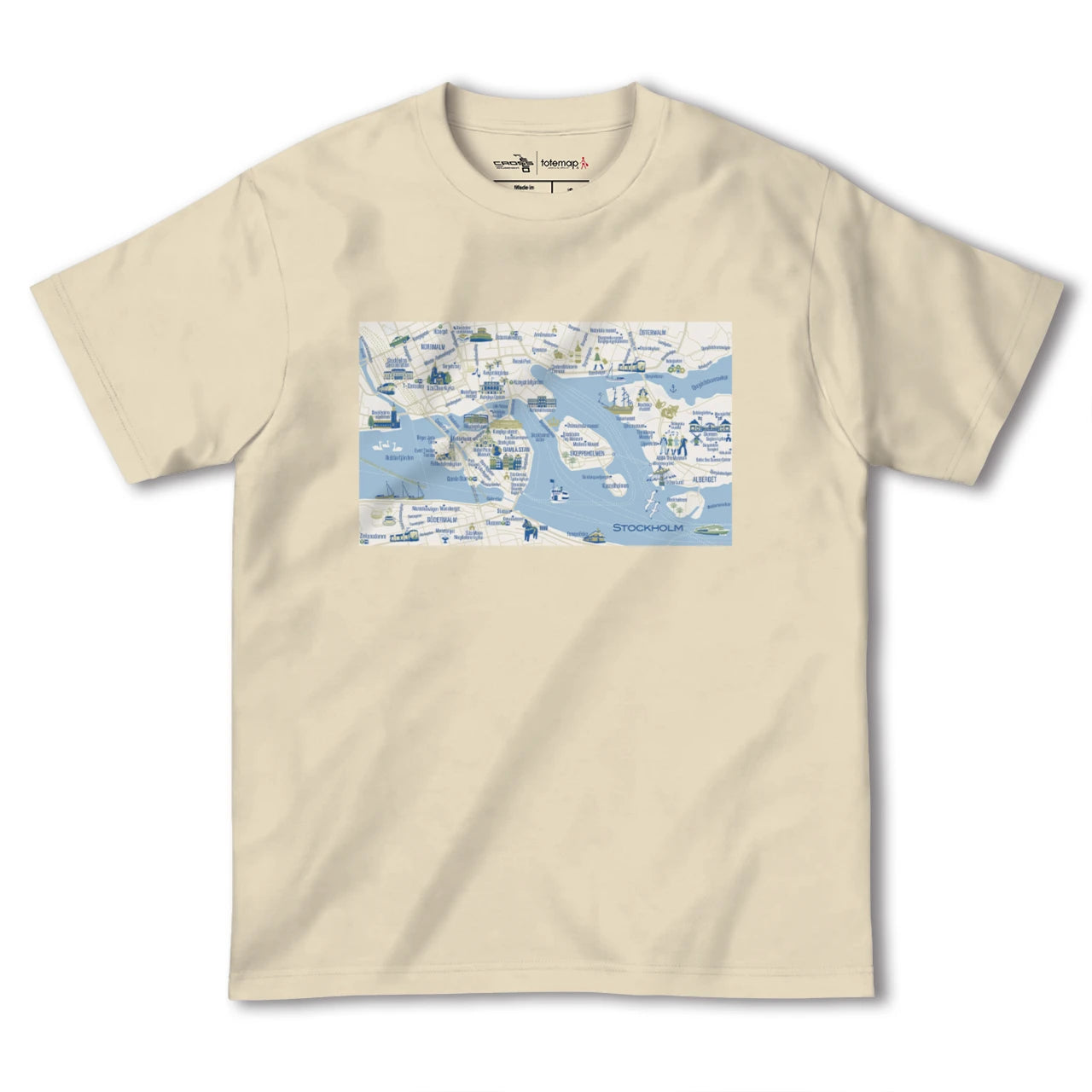【ストックホルム(スウェーデン)】イラストマップTシャツ
