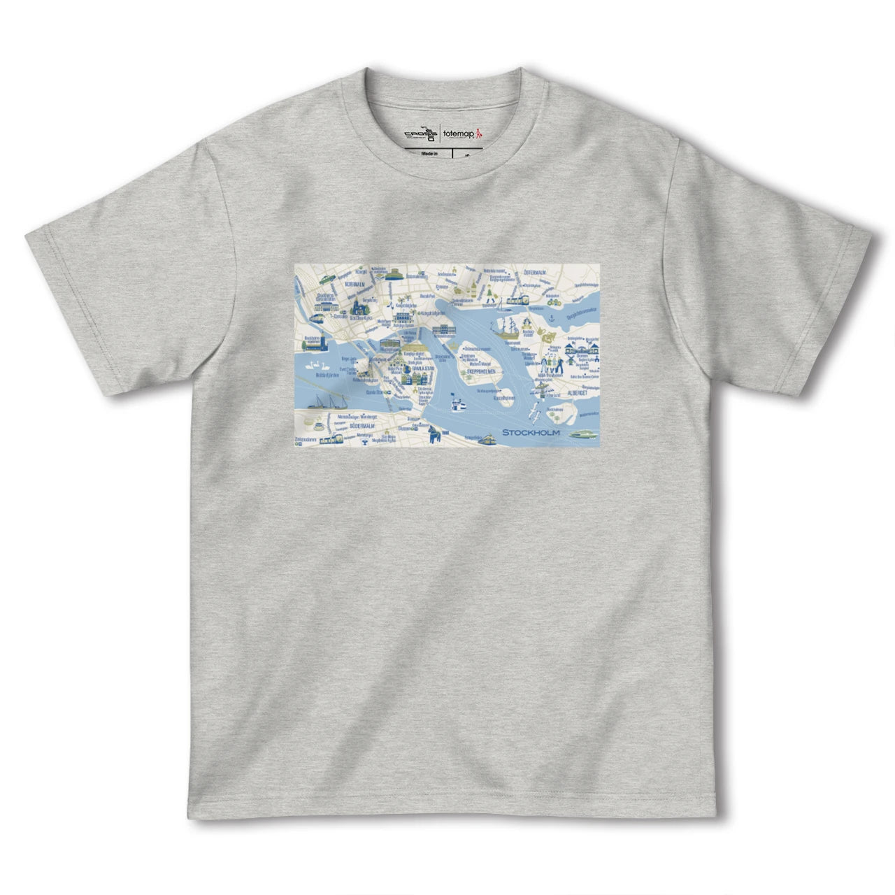 【ストックホルム(スウェーデン)】イラストマップTシャツ