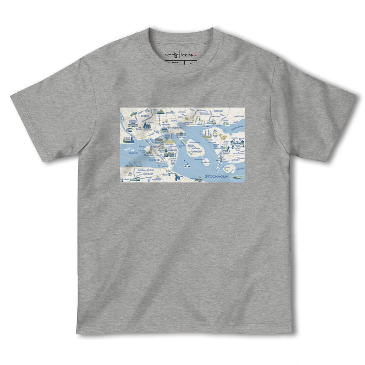 【ストックホルム(スウェーデン)】イラストマップTシャツ