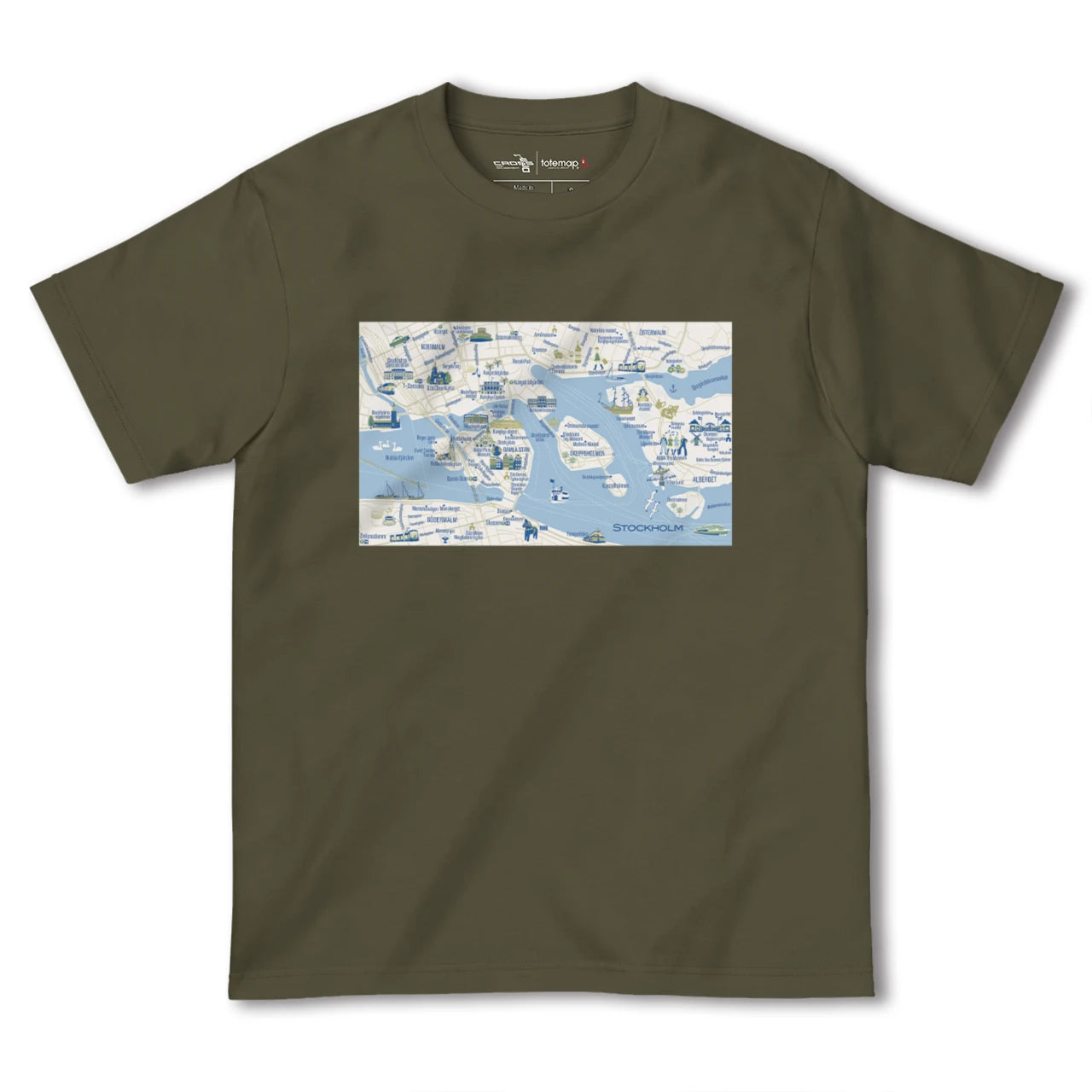 【ストックホルム(スウェーデン)】イラストマップTシャツ