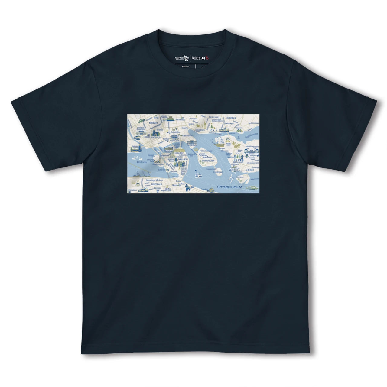【ストックホルム(スウェーデン)】イラストマップTシャツ