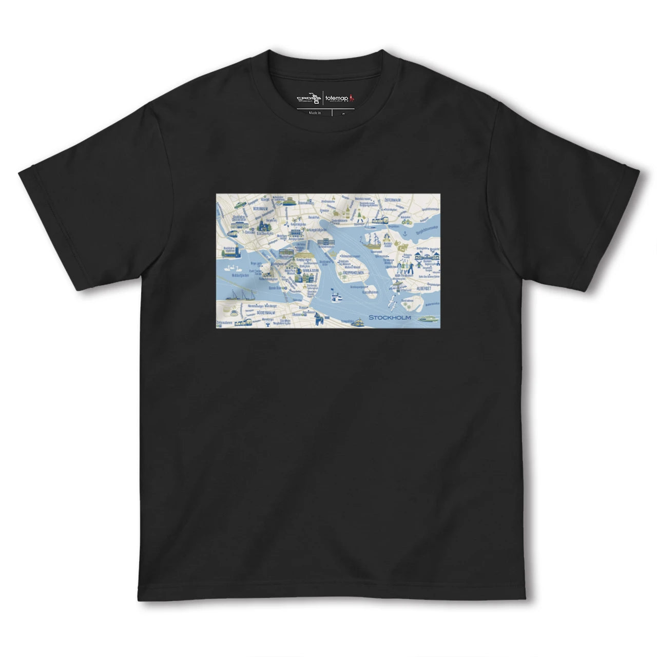 【ストックホルム(スウェーデン)】イラストマップTシャツ