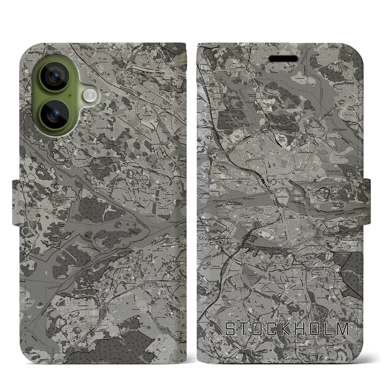 【ストックホルム(スウェーデン)】地図柄iPhoneケース(手帳タイプ)