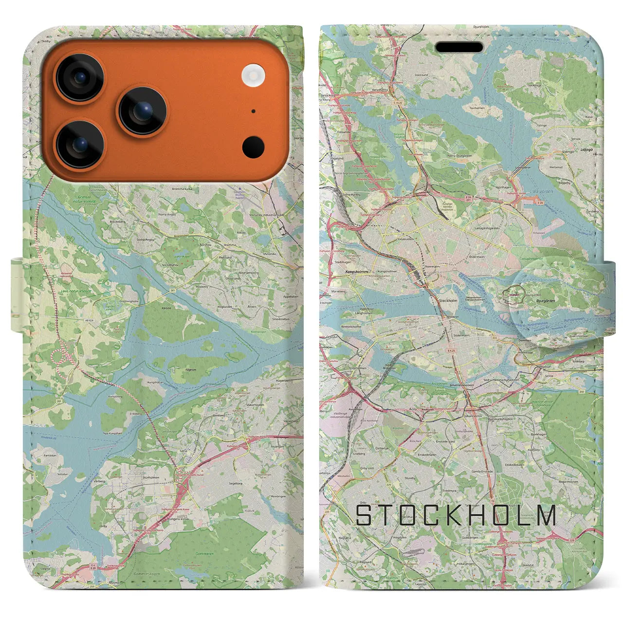 【ストックホルム(スウェーデン)】地図柄iPhoneケース(手帳タイプ)