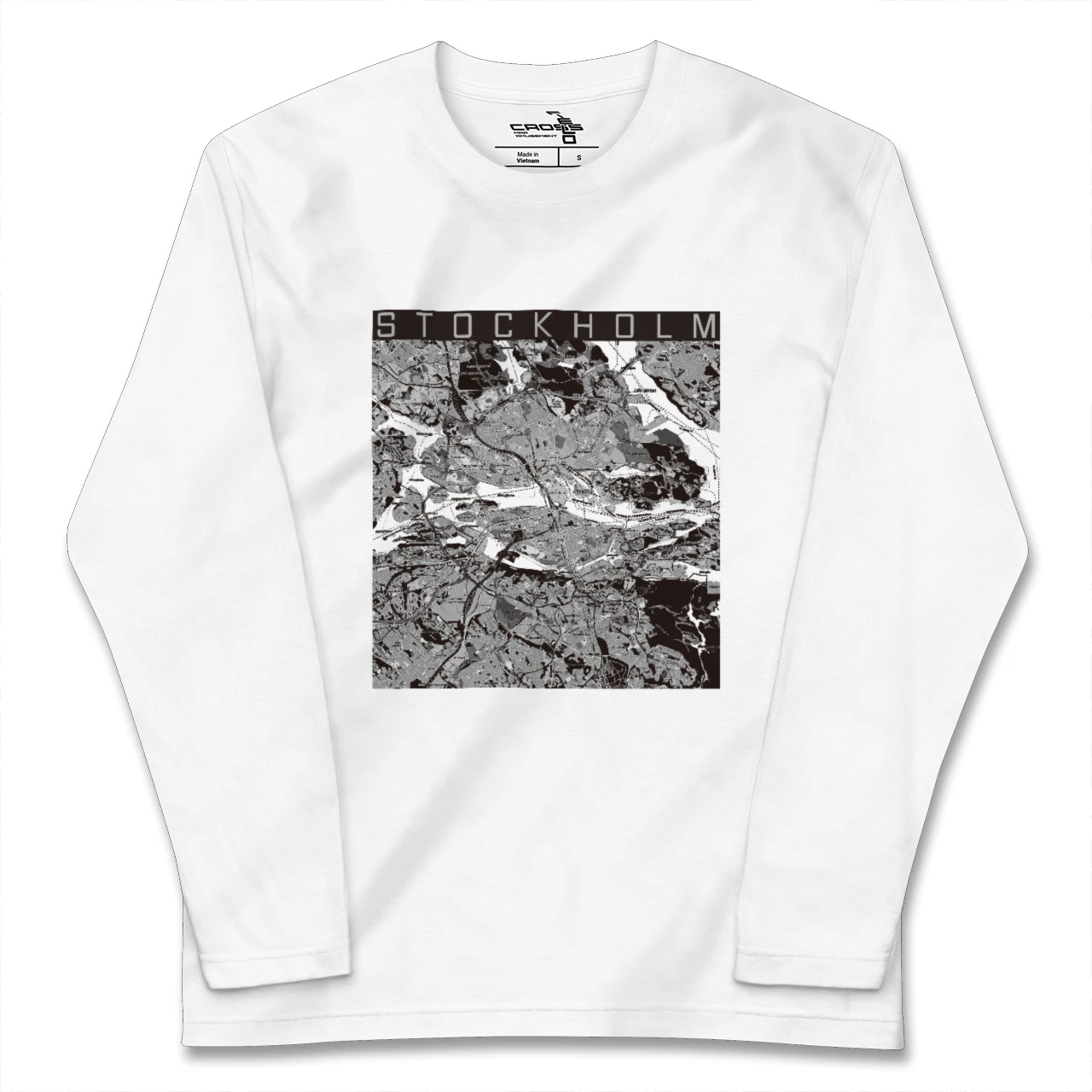 【ストックホルム(スウェーデン)】地図柄ロングスリーブTシャツ