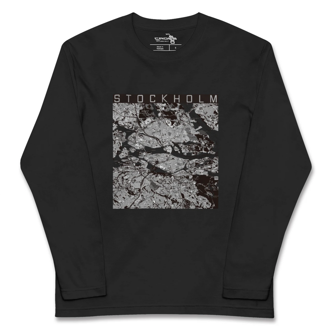【ストックホルム(スウェーデン)】地図柄ロングスリーブTシャツ